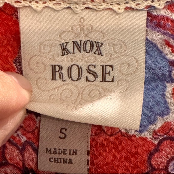 Knox Rose Womens Floral Flutter Sleeve Blouse Top Size S Vibrant Colorful Beach - Picture 2 of 8